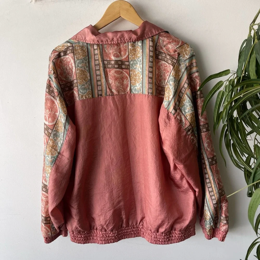 Vintage Jennifer Moore Activewear Jacket Womens Small Pink Art Deco Sporty Boho - Picture 4 of 6